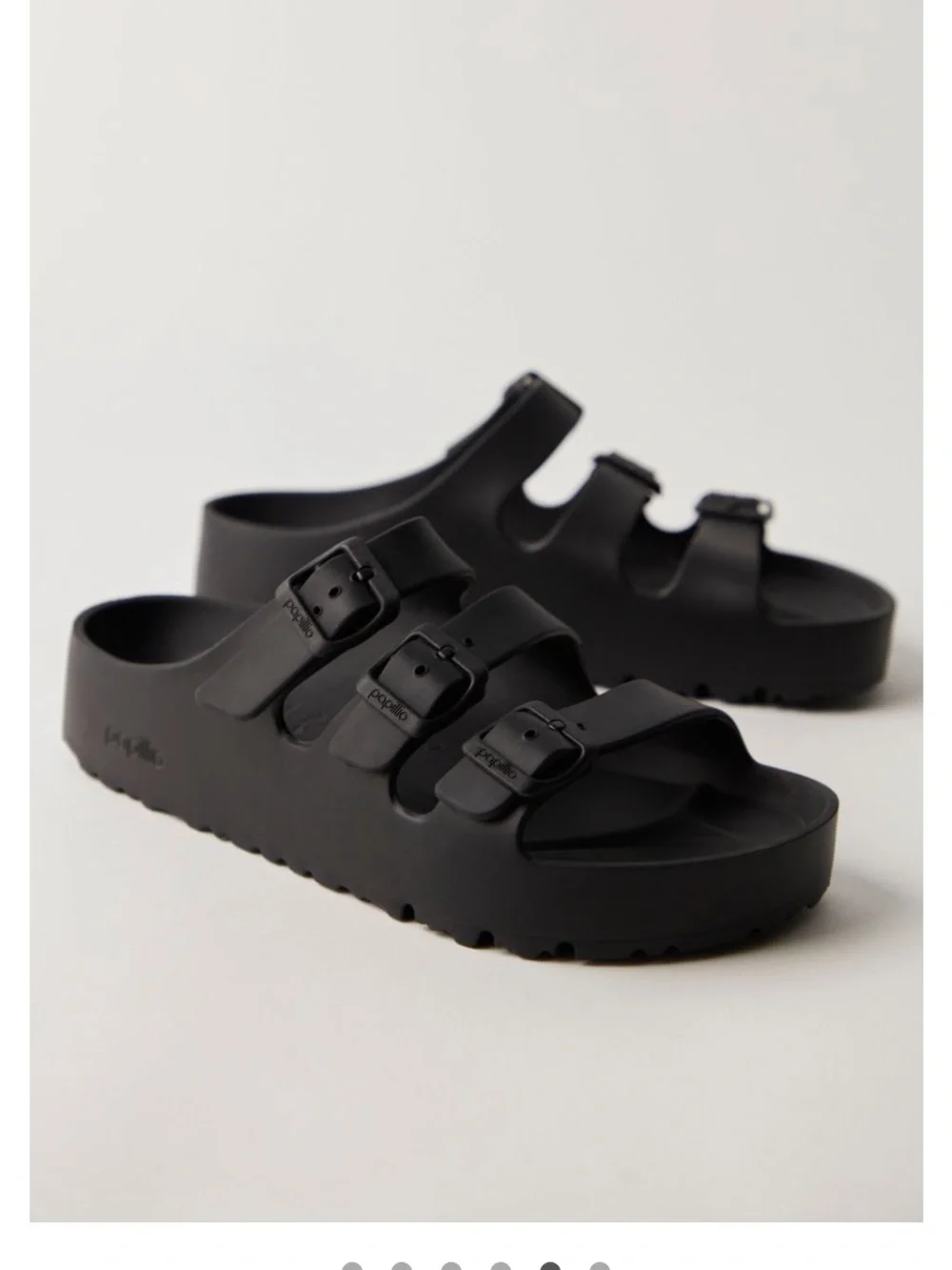 Birkenstock florida Triple-Strap Slide platform Eva Sandals - Black